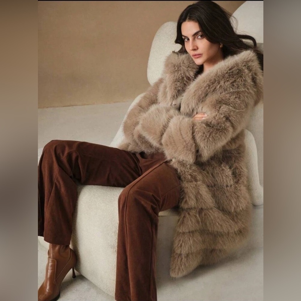 Plush Taupe Faux Fur Coat - Luxe Layered Outerwear